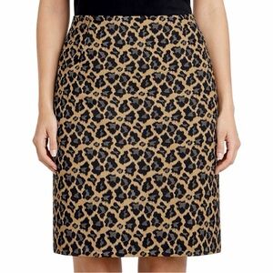 NWOT Talbots Leopard Print Skirt Size 12 Lined Cotton Blend Career Animal Print